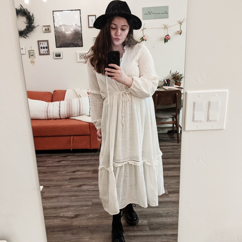 When the Sun Comes White Cotton Ruffle Midi Dress